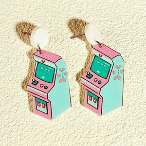 Girly Arcade Machine Retro Acrylic Pendant Dangle Earrings Kawaii NEW
